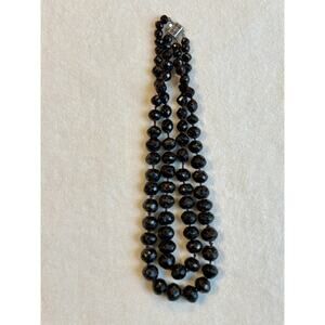 hand-knotted, multi-strand, faceted garnet bead necklace with Sterling clasp